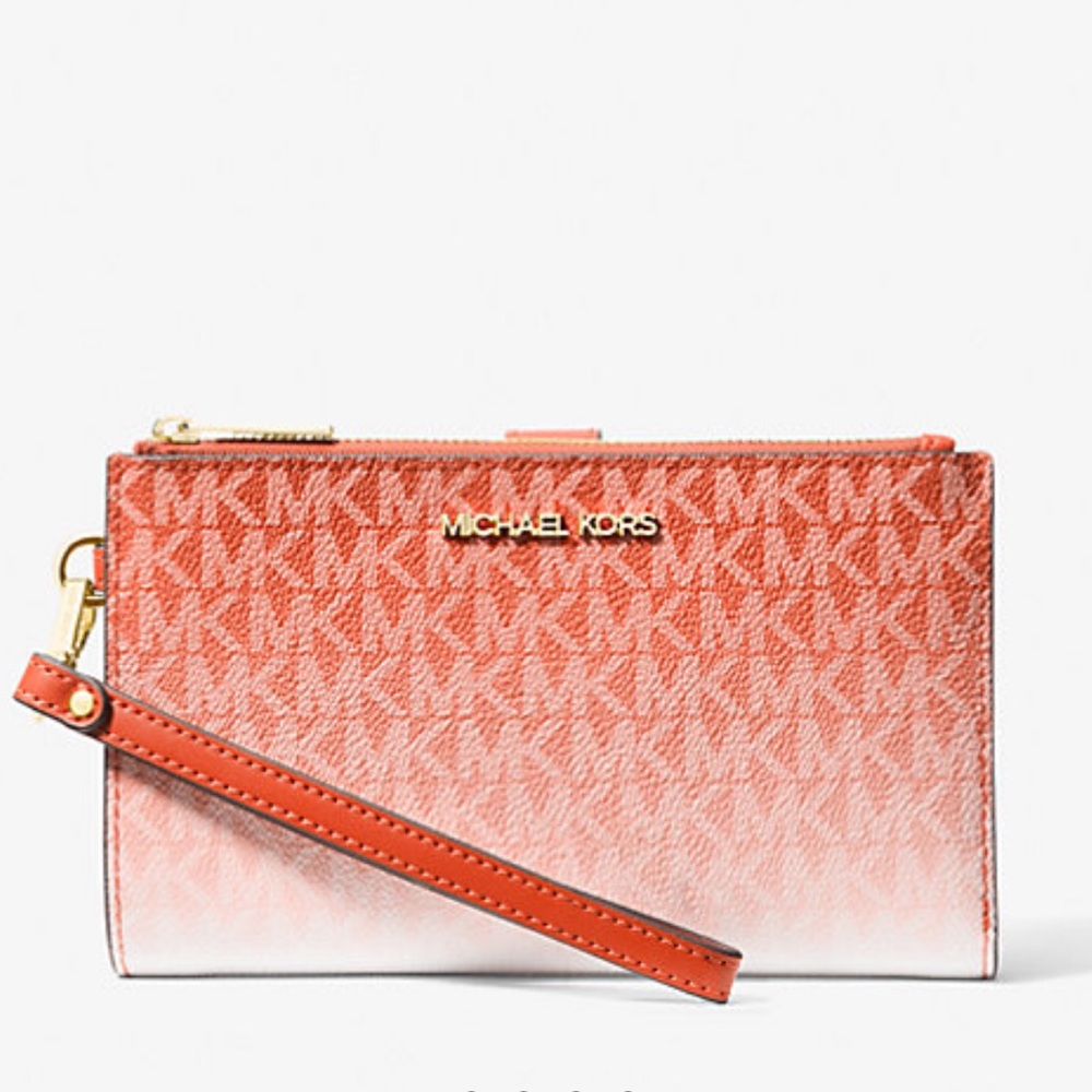 Michael Kors Jet Set Lg Ombré Signature Logo Double Zip Wallet Wristlt
RED CLAY